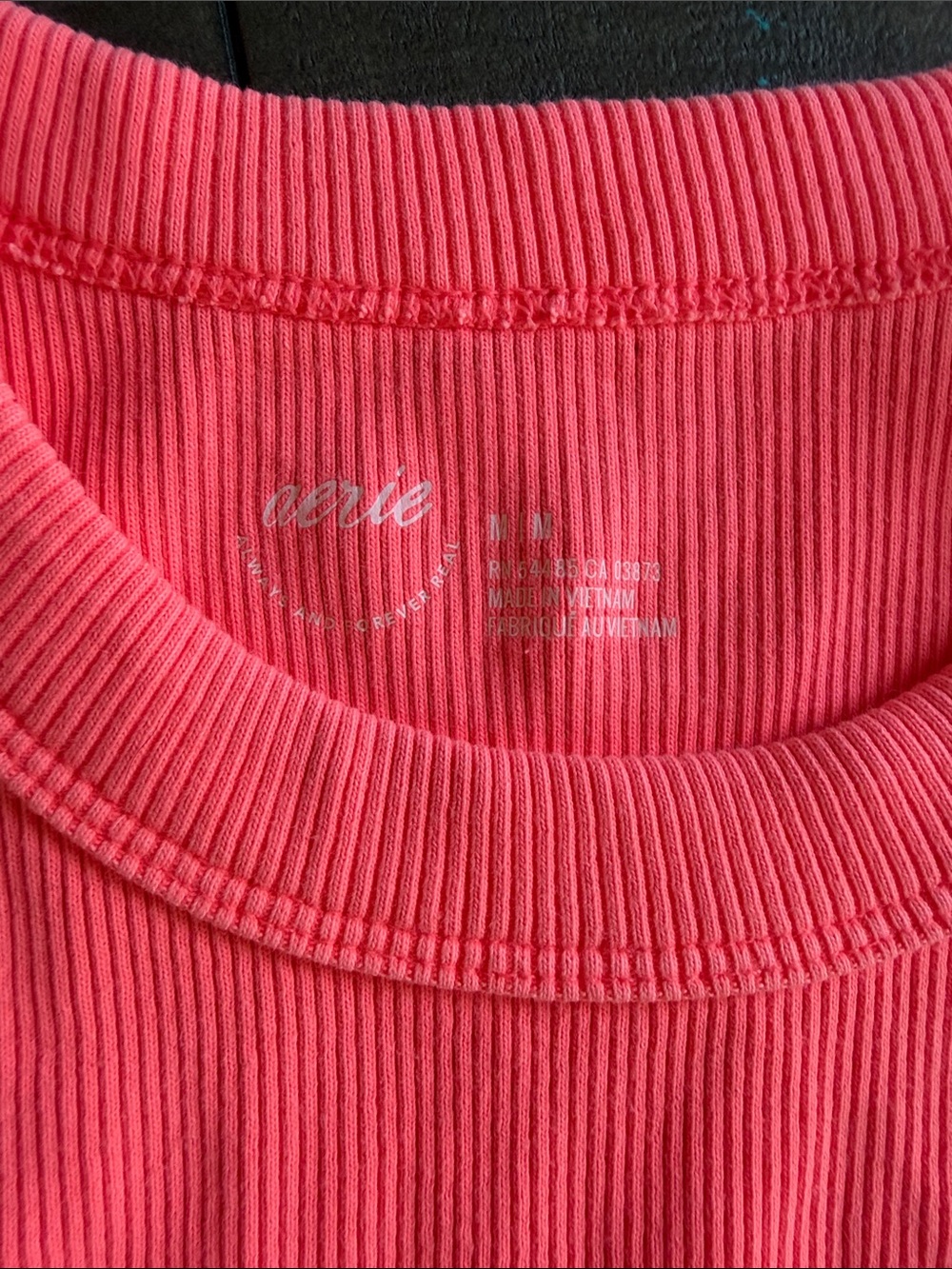 aerie Ribbed Tank Top - Neon Coral Pink - Picture 2 of 4